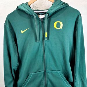 Nike Oregon Ducks Therma Fit Green Yellow Full Zip Hoodie Sweatshirt Sz L
